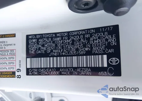 2018 Toyota Camry Se из США, поврежденный, VIN JTNB11HK0J3051589